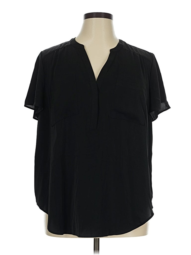 Pre-owned Torrid Short Sleeve Blouse In Black