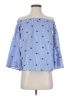 Always Indigo 100% Polyester Stars Blue 3/4 Sleeve Blouse Size S - photo 1