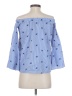 Always Indigo 100% Polyester Stars Blue 3/4 Sleeve Blouse Size S - photo 2