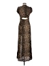 oasis 100% Viscose Animal Print Brown Cocktail Dress Size 10 - photo 2