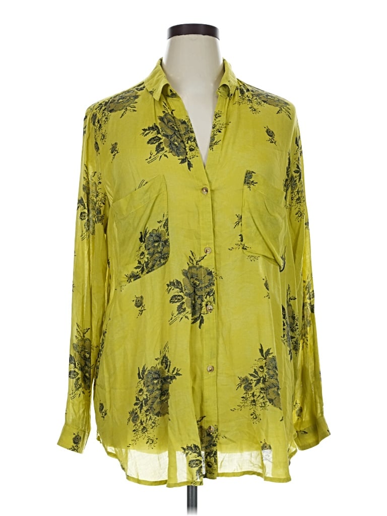 Pre-owned Pilcro Long Sleeve Blouse In Yellow