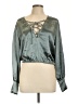 Guess 100% Polyester Metallic Silver Long Sleeve Blouse Size L - photo 1