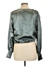 Guess 100% Polyester Metallic Silver Long Sleeve Blouse Size L - photo 2