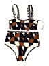 Zingara Argyle Brown Two Piece Swimsuit Size 6 - photo 1