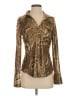 Cache Animal Print Brown Long Sleeve Blouse Size S - photo 1