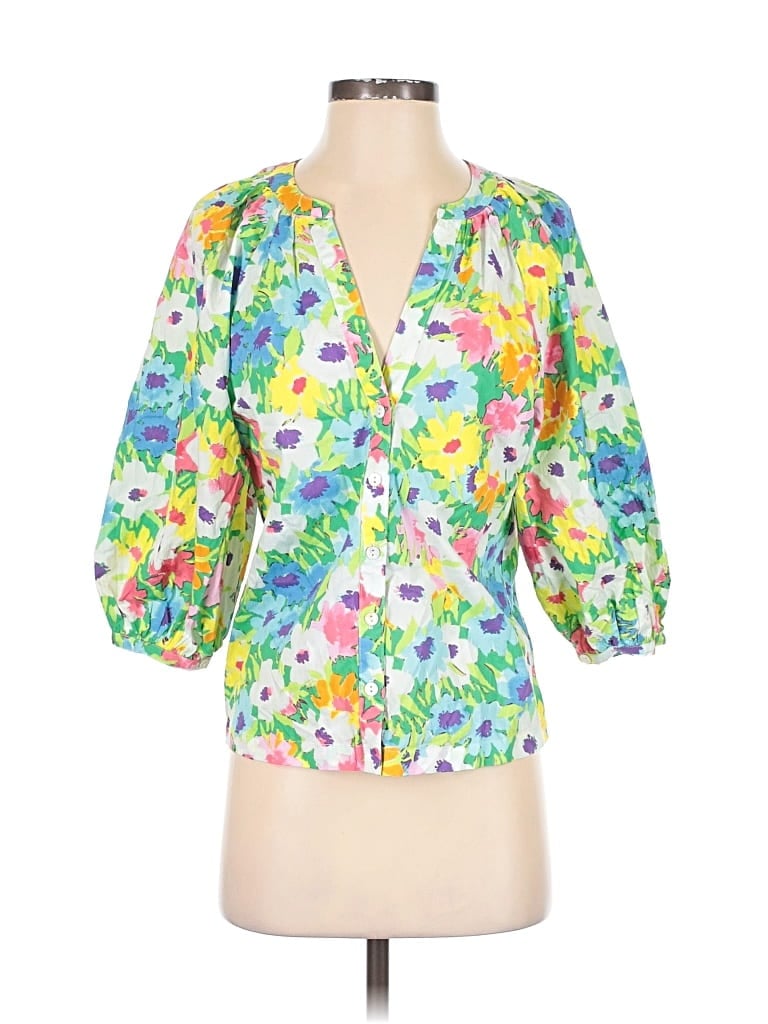 Pre-owned Karlie 3/4 Sleeve Blouse In Green