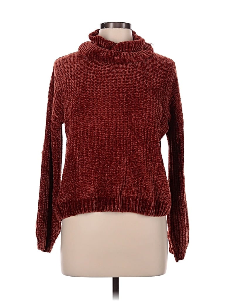 Pre-owned Pink Rose Turtleneck Sweater In Burgundy