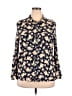 De Collection 100% Rayon Floral Blue Long Sleeve Blouse Size XL - photo 1