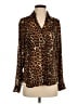 Express 100% Polyester Animal Print Brown Long Sleeve Blouse Size S - photo 1