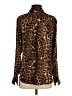 Express 100% Polyester Animal Print Brown Long Sleeve Blouse Size S - photo 2
