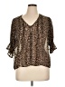 Sanctuary Animal Print Brown Short Sleeve Blouse Size XL - photo 1