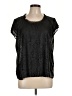 August Silk 100% Polyester Black Short Sleeve Blouse Size L - photo 1