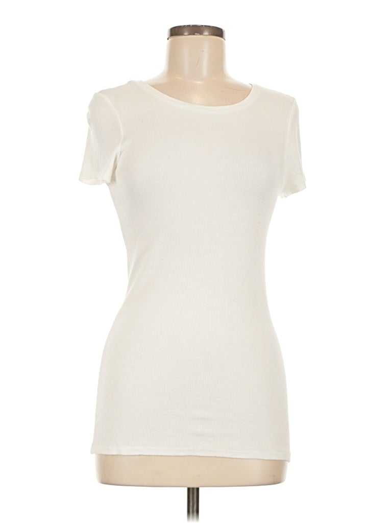 Pre-owned Halogen Short Sleeve T-shirt In Ivory