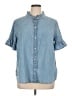 Talbots 100% Cotton Blue Short Sleeve Blouse Size 1X - photo 1