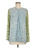 Logo Layers Color Block Floral Blue Long Sleeve Blouse Size M - photo 1