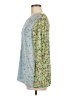 Logo Layers Color Block Floral Blue Long Sleeve Blouse Size M - photo 5