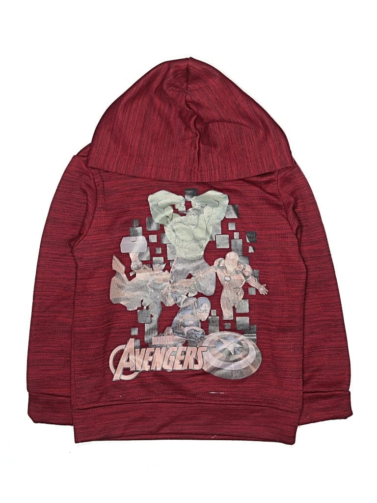 Pre-owned Marvel Kids' Zip Up Hoodie In Burgundy