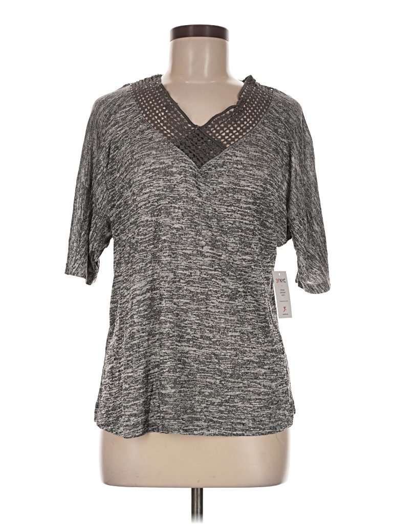 Assorted Brands Short Sleeve Top Gray V-neck Tops
