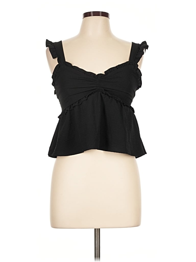 Pre-owned Timing Sleeveless Blouse In Black