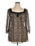 New Directions 100% Polyester Brown 3/4 Sleeve Blouse Size 1X - photo 1
