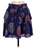 Odille 100% Silk Print Blue Silk Skirt Size 0 - photo 2