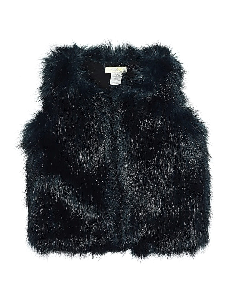 Pre-owned Crewcuts Kids' Faux Fur Vest In Black