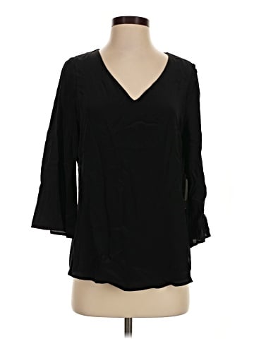 Ecru 3/4 Sleeve Silk Top (view 1)