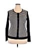 August Silk Houndstooth Black Cardigan Size XL - photo 1