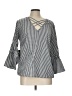Tempted 100% Polyester Black Silver 3/4 Sleeve Blouse Size L - photo 1