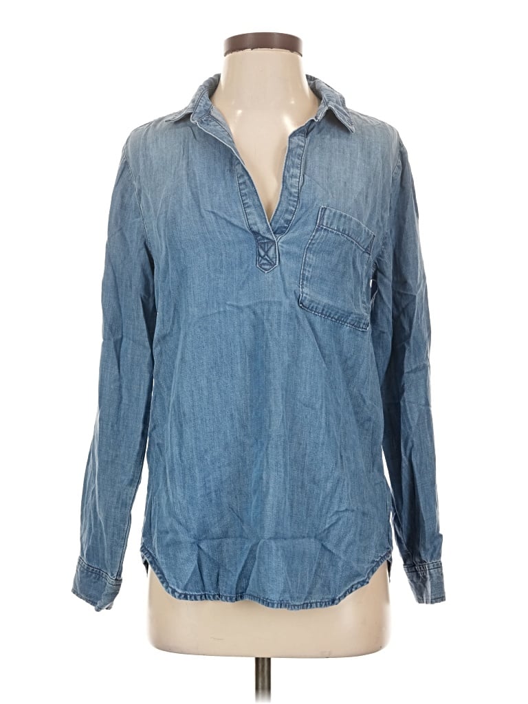 Pre-owned Cloth & Stone Long Sleeve Button Down Shirt In Blue