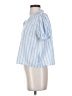 THML 100% Cotton Stripes Blue Short Sleeve Blouse Size S - photo 5