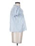 THML 100% Cotton Stripes Blue Short Sleeve Blouse Size S - photo 4