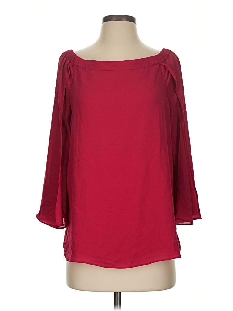Pre-owned Versona 3/4 Sleeve Blouse In Burgundy