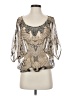 Cache 100% Silk Silver 3/4 Sleeve Silk Top Size XS - photo 1
