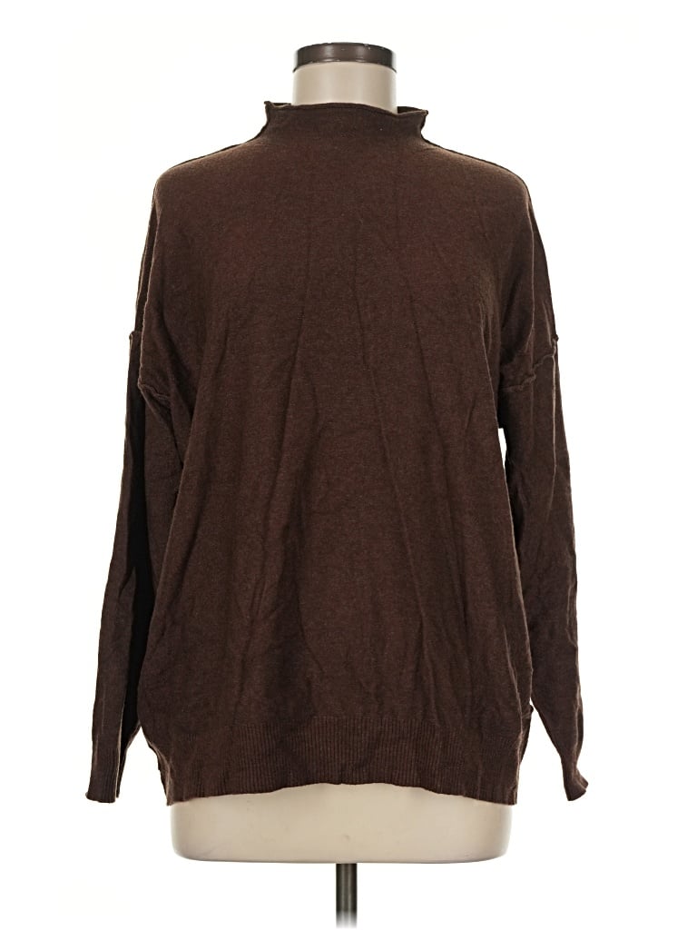 Pre-owned Zenana Turtleneck Sweater In Brown