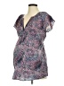 Motherhood 100% Polyester Blue Pink Short Sleeve Blouse Size Med Maternity - photo 1