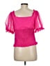 Bebe 100% Polyester Pink Short Sleeve Blouse Size 8 - photo 2