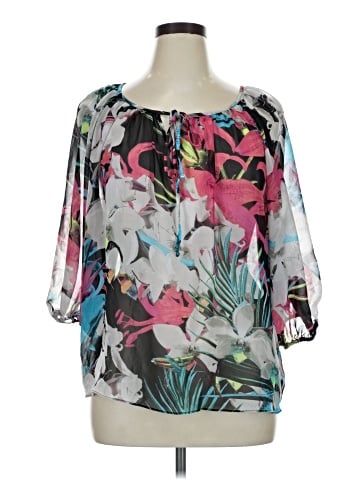 a.n.a. A New Approach 3/4 Sleeve Blouse (view 1)