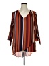 Cato Stripes Brown Orange 3/4 Sleeve Blouse Size XL - photo 1