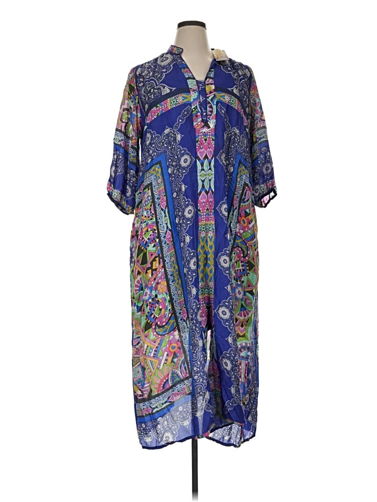 Pre-owned Johnny Was Casual Dress In Blue
