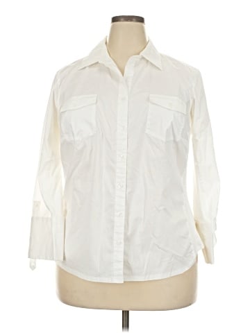 Signature by Larry Levine 3/4 Sleeve Button-Down Shirt (view 1)
