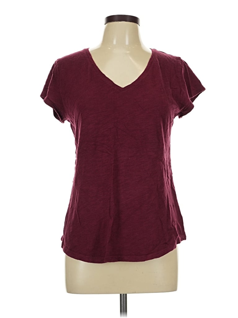 Pre-owned Gap Outlet Short Sleeve Top Burgundy V-neck Tops