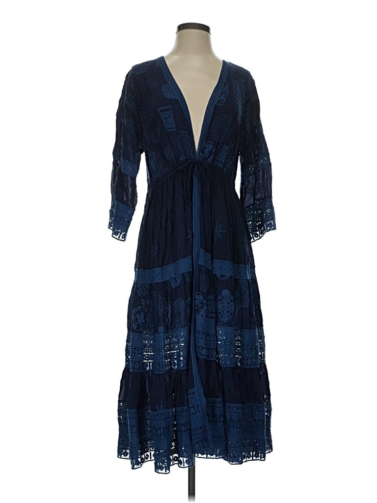 Pre-owned Johnny Was Casual Dress In Blue