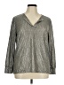 Kim & Cami Metallic Silver Long Sleeve Blouse Size XL - photo 1
