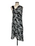 Poleci 100% Silk Graphic Silver Gray Cocktail Dress Size 4 - photo 1