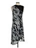 Poleci 100% Silk Graphic Silver Gray Cocktail Dress Size 4 - photo 2
