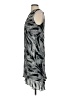 Poleci 100% Silk Graphic Silver Gray Cocktail Dress Size 4 - photo 5