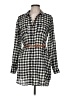 Forever 21 Checkered-gingham Black Long Sleeve Button-Down Shirt Size M - photo 1