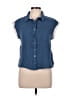 True Craft 100% Cotton Blue Sleeveless Button-Down Shirt Size L - photo 1