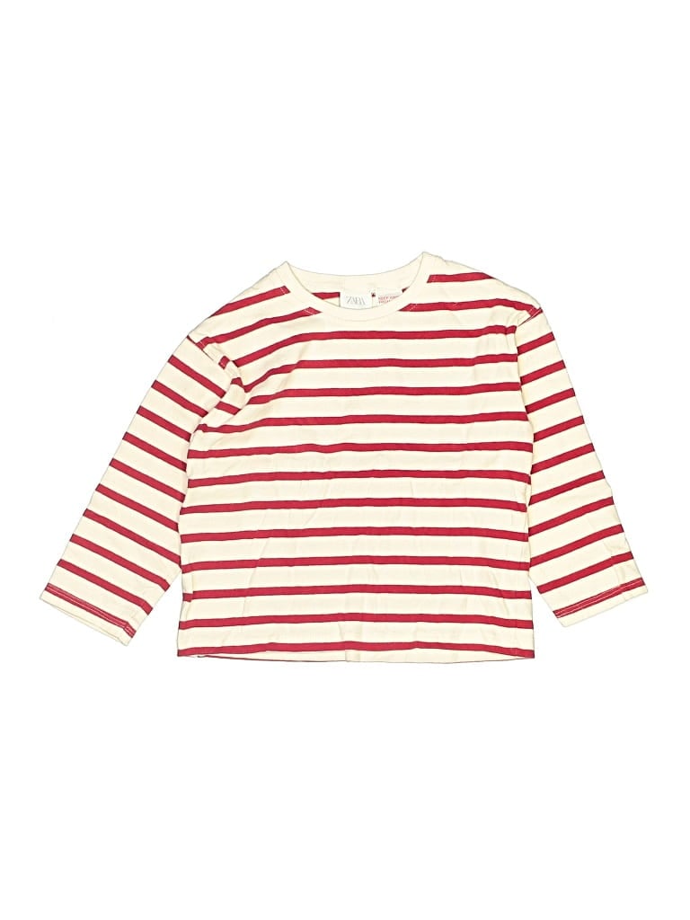 Pre-owned Zara Kids' Long Sleeve Henley Shirt In Red
